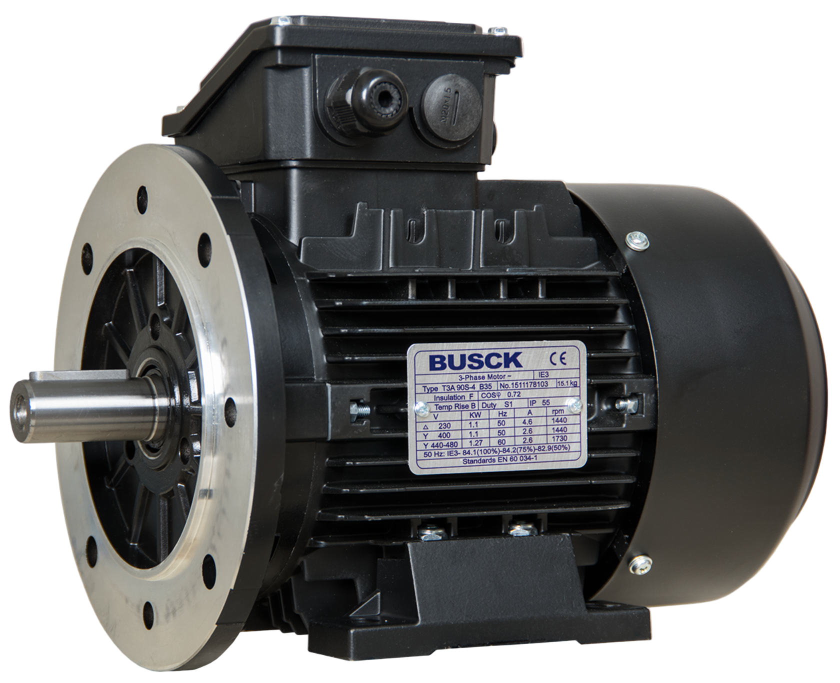 B35 er motor med fod og med gennemgående bolteflange