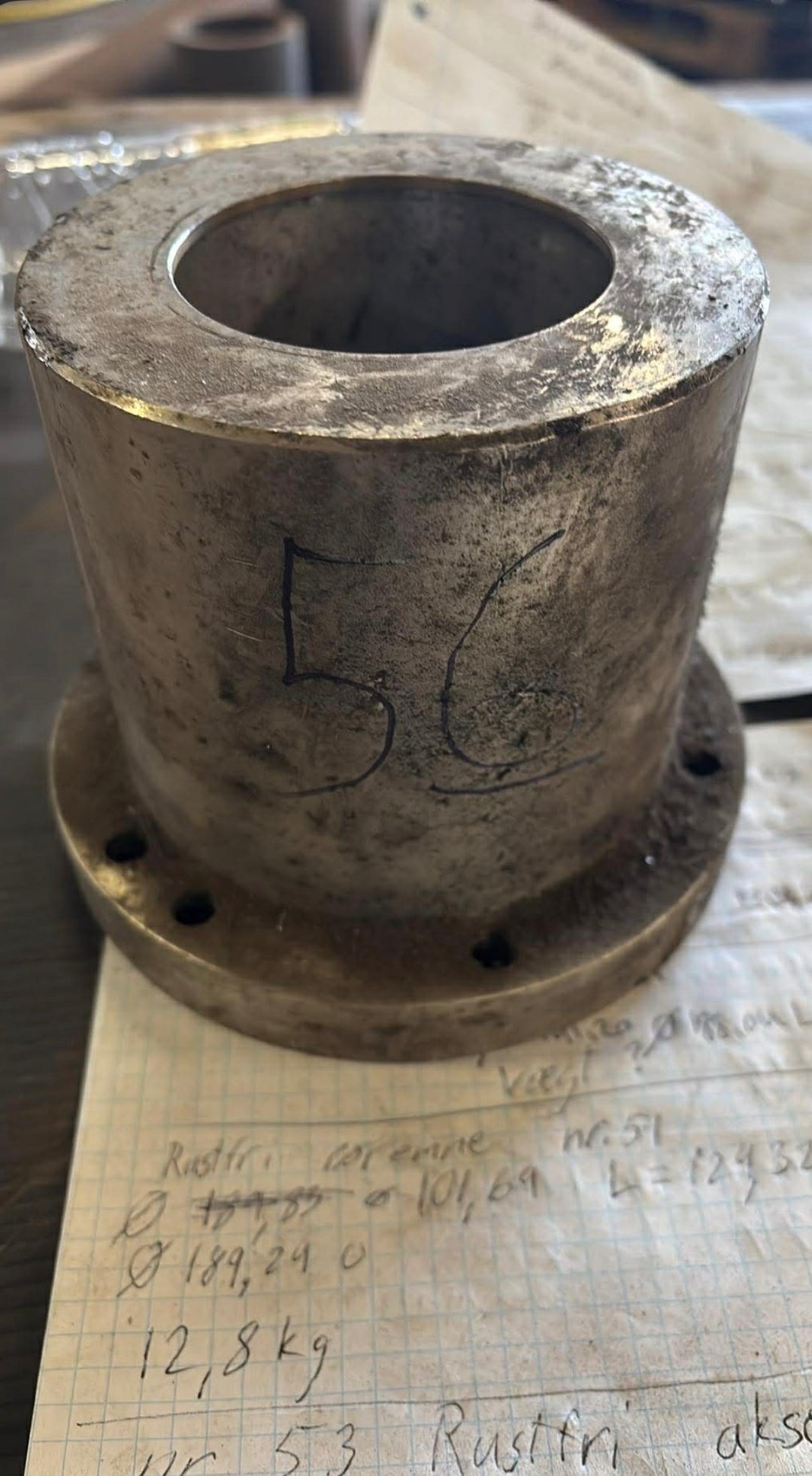 Rør emne i rustfrit stål, Ø115.02, Ø68.2, L=117mm – Aksler & Rør