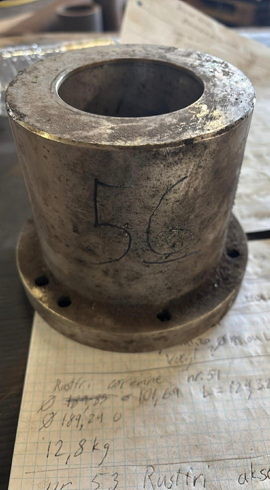 Rør emne i rustfrit stål, Ø115.02, Ø68.2, L=117mm – Aksler & Rør