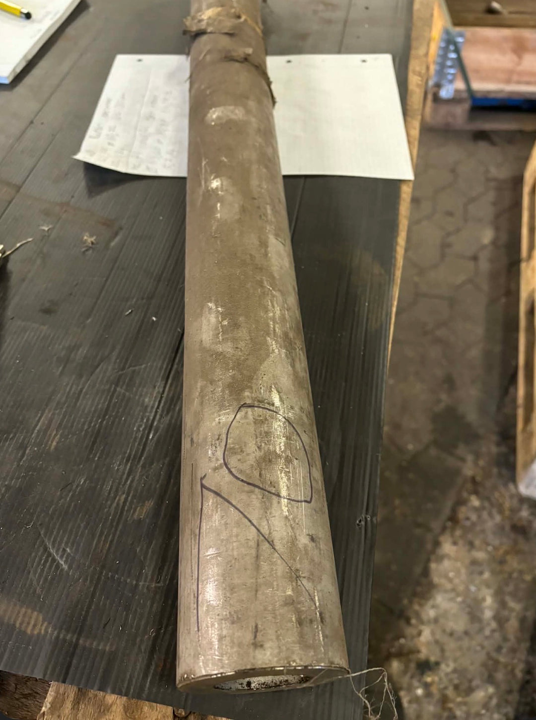Rør emne i rustfrit stål, Ø72.35, Ø43.09, L=752mm – Aksler & Rør
