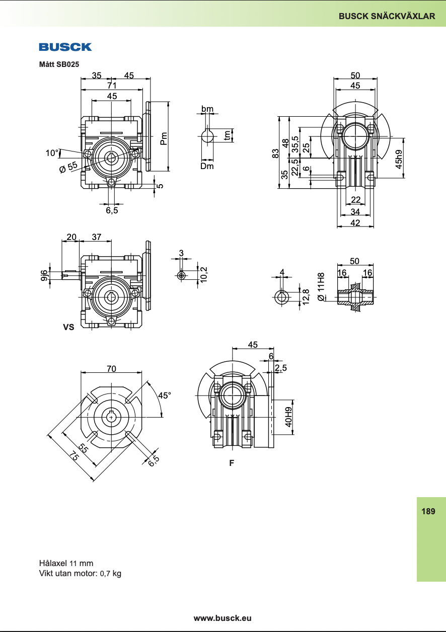 Snekkegear SB025 udveksling 15:1. Motorflange 56B14. Udgangsside hulaksel 11mm