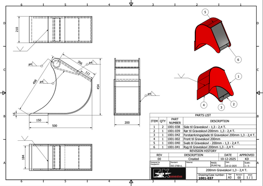 1,3-2,4T graveskovl 200mm