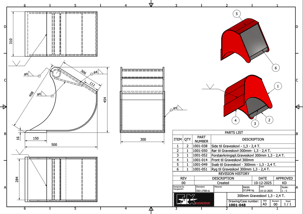 1,3-2,4T graveskovl 300mm