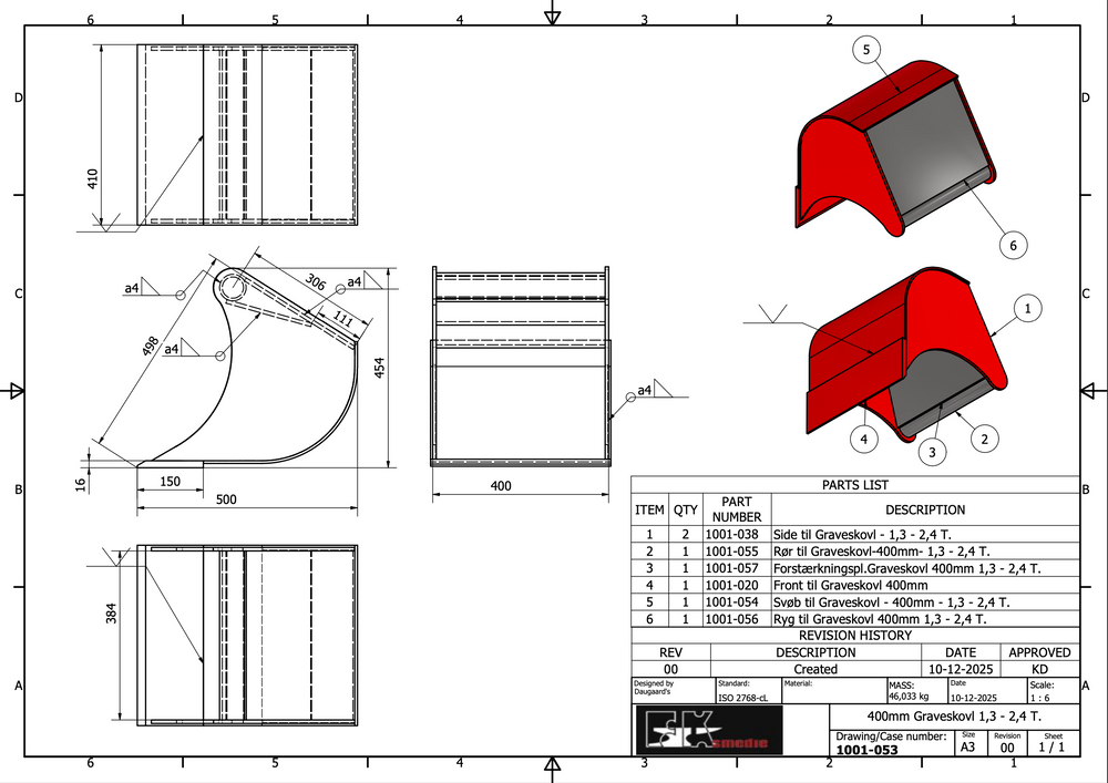 1,3-2,4T graveskovl 400mm