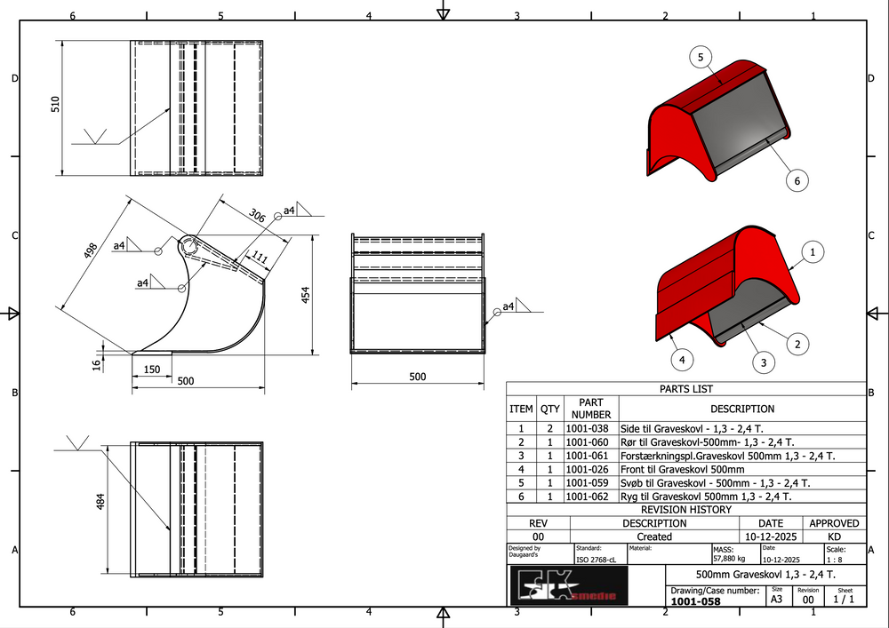 1,3-2,4T graveskovl 500mm