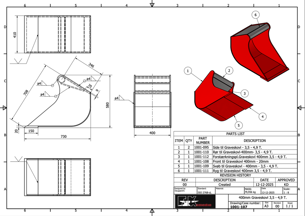 3,5-4,9T graveskovl 400mm