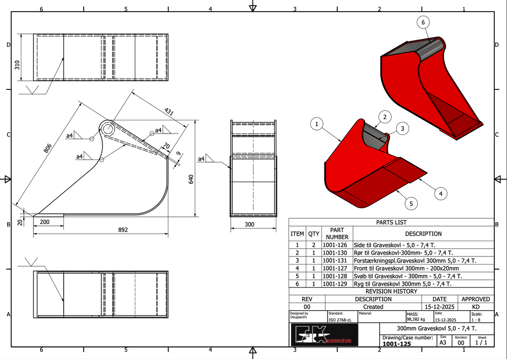5,0-7,5T graveskovl 300mm
