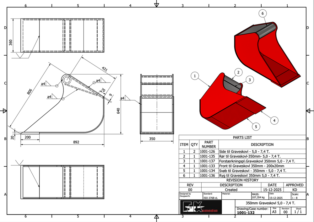 5,0-7,5T graveskovl 350mm