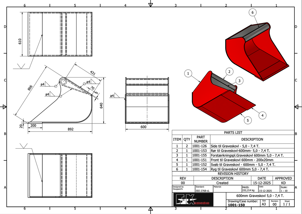 5,0-7,5T graveskovl 600mm