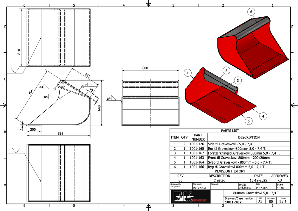5,0-7,5T graveskovl 800mm