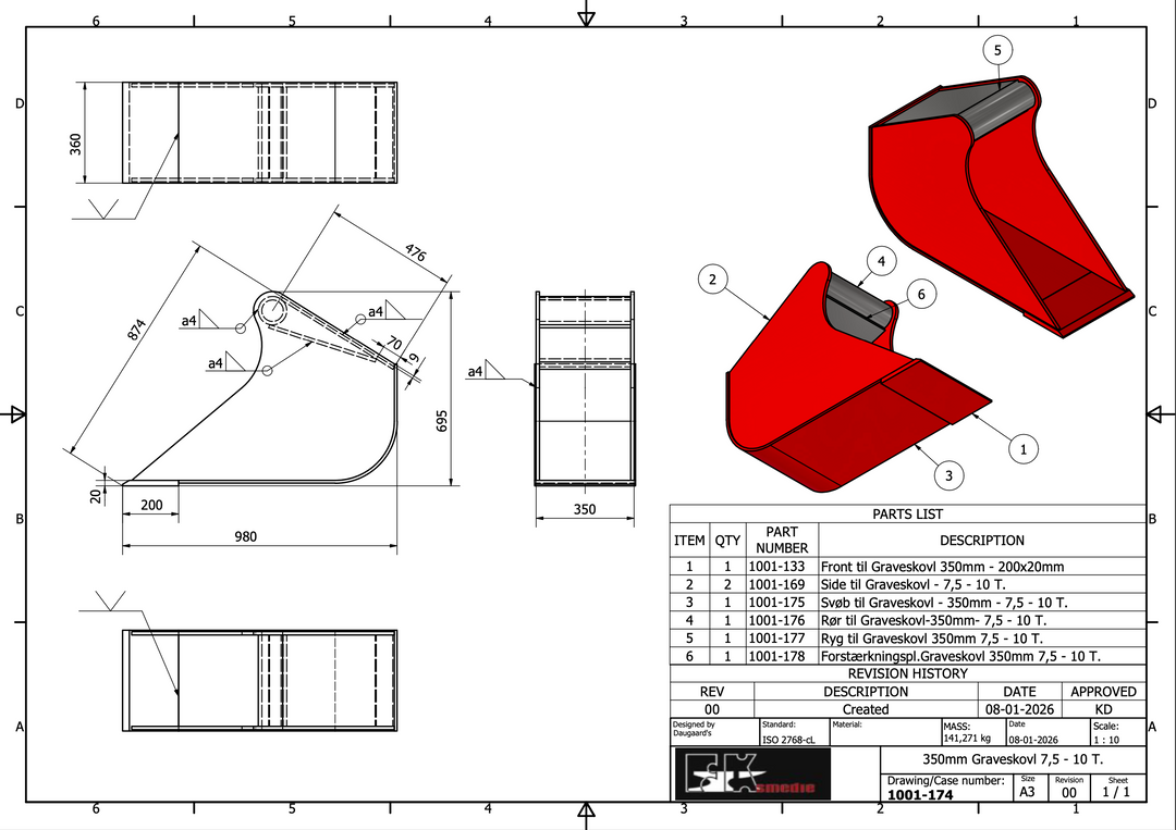7,5-10T graveskovl 350mm