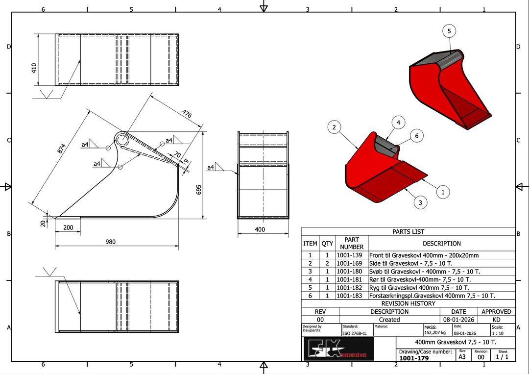 7,5-10T graveskovl 400mm