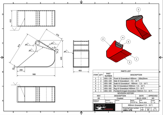 7,5-10T graveskovl 400mm