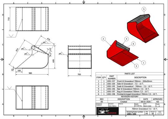 7,5-10T graveskovl 700mm