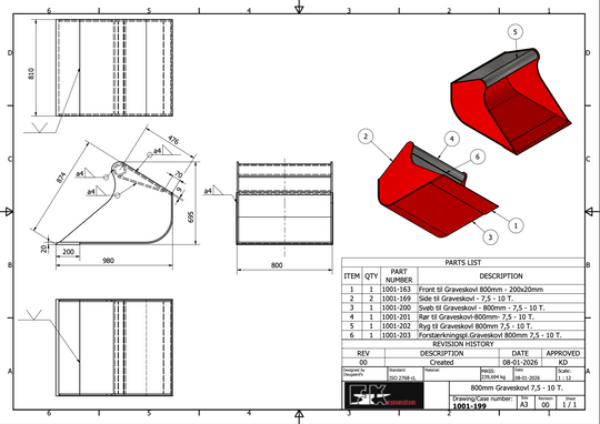 7,5-10T graveskovl 800mm