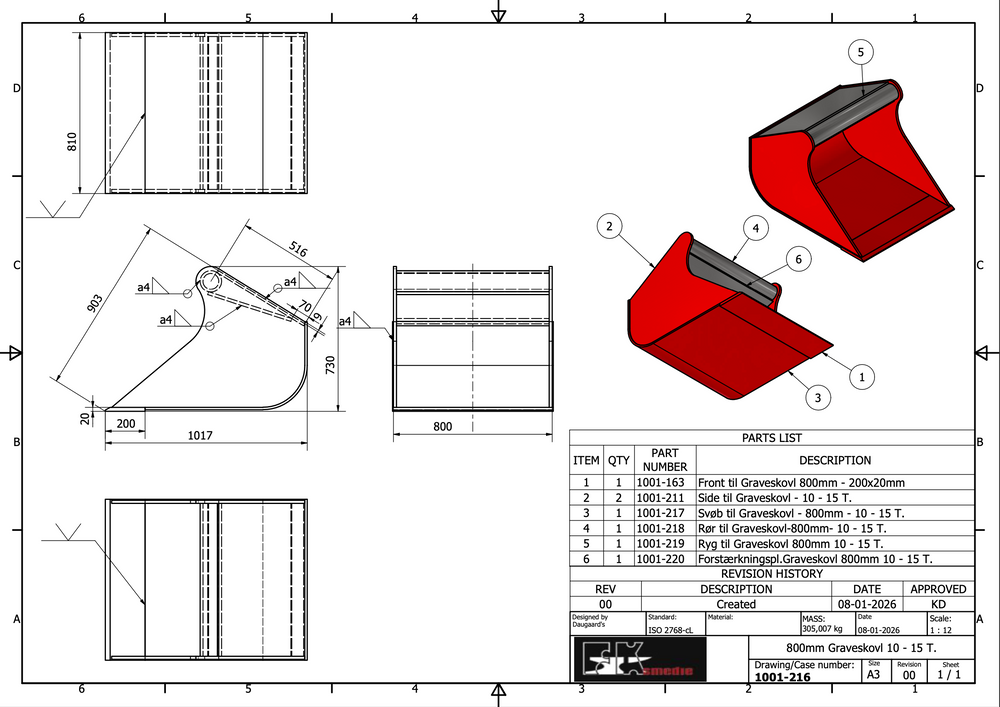 10-15T graveskovl 800mm