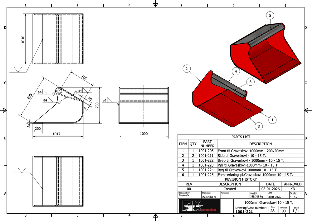 10-15T graveskovl 1000mm