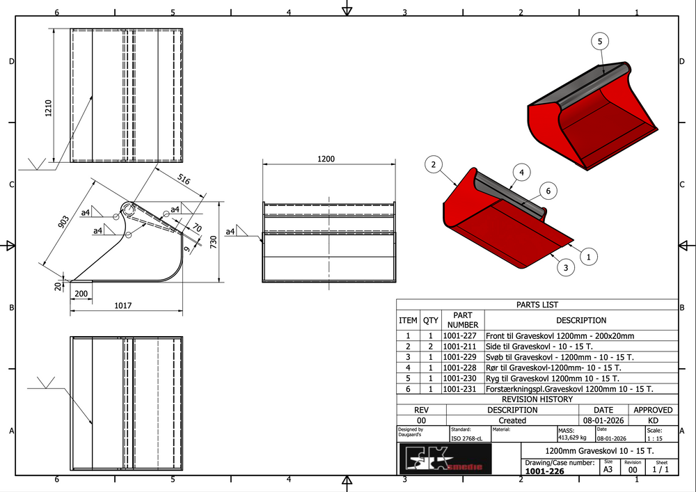10-15T graveskovl 1200mm