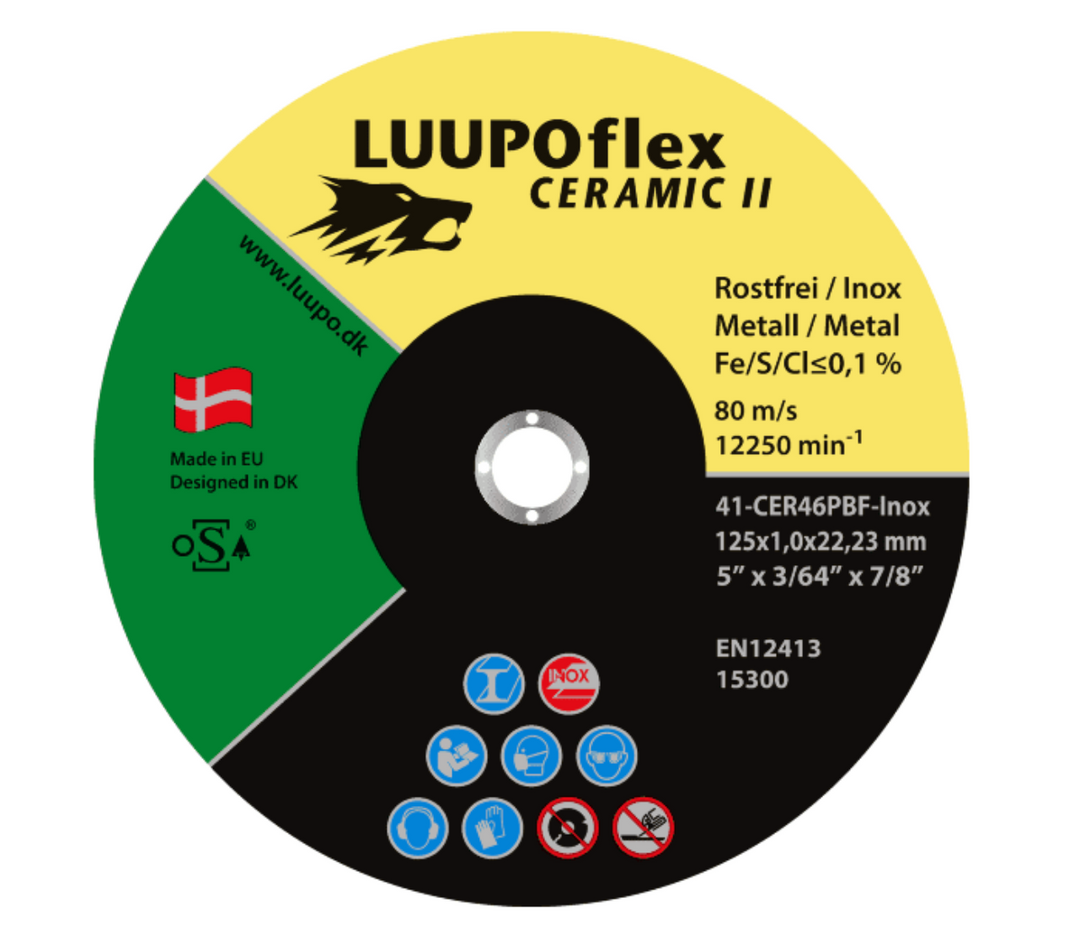 LUUPOflex Ceramic II Skæreskive plan til rustfri 125 x 1,0 x 22,23 mm 41-CER46P-Inox