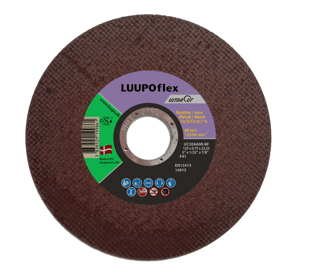 LUUPOflex UltraCut Skæreskive plan til rustfri 125 x 1,0 x 22,23 mm UC20A60R-Inox