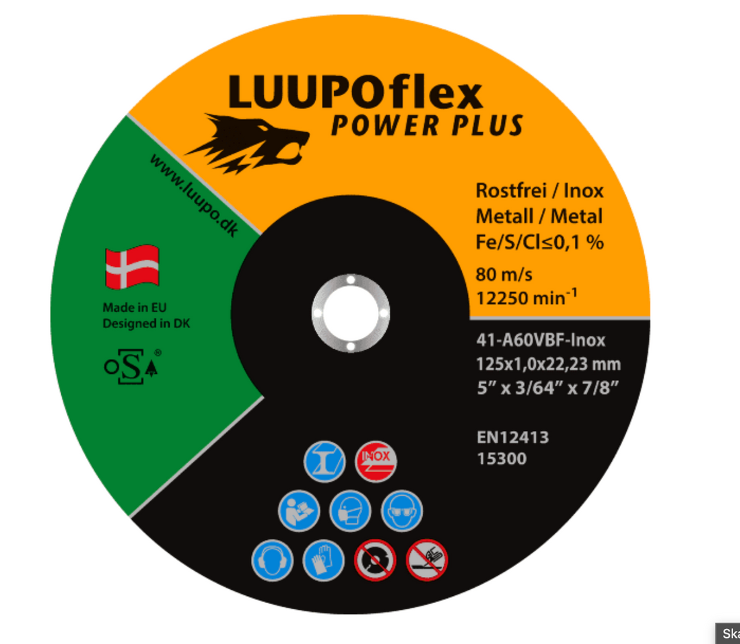 LUUPOflex Power PLUS Skæreskive plan til rustfri 150 x 1,6 x 22,23 mm A46V-Inox