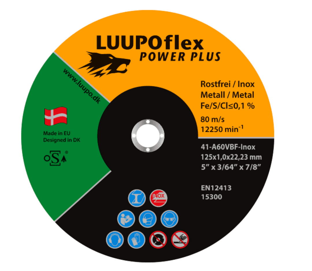 LUUPOflex Power PLUS Skæreskive plan til rustfri 150 x 2,5 x 22,23 mm A30V-Inox