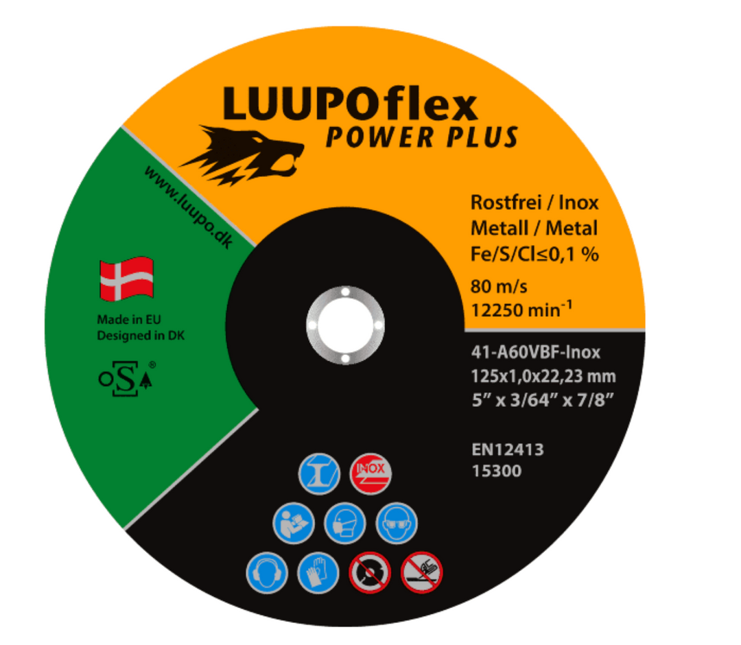 LUUPOflex Power PLUS Skæreskive plan til rustfri 180 x 2,0 x 22,23 mm A36V-Inox