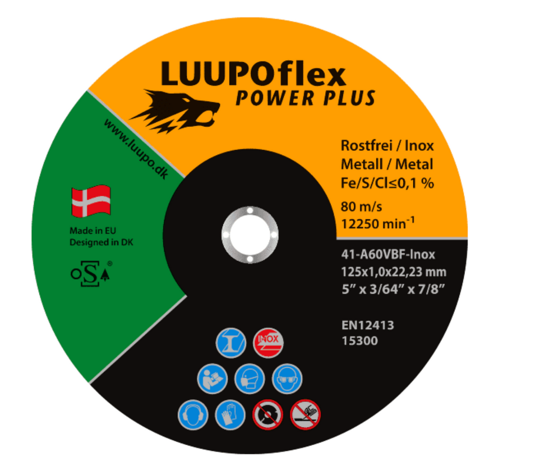 LUUPOflex Power PLUS Skæreskive plan til rustfri 230 x 1,9 x 22,23 mm A46V-Inox