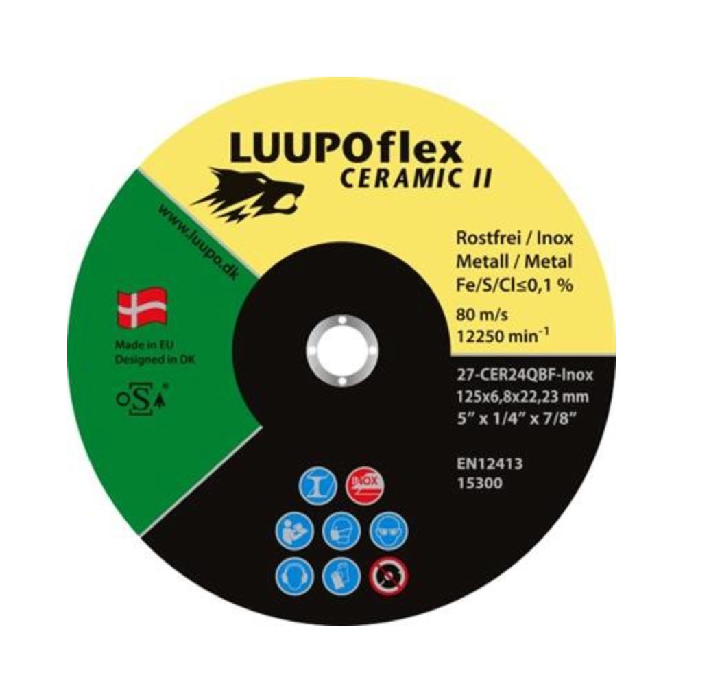 LUUPOflex Ceramic II Skrubskive til rustfri 125 x 4,0 x 22,23 mm CER30Q-Inox