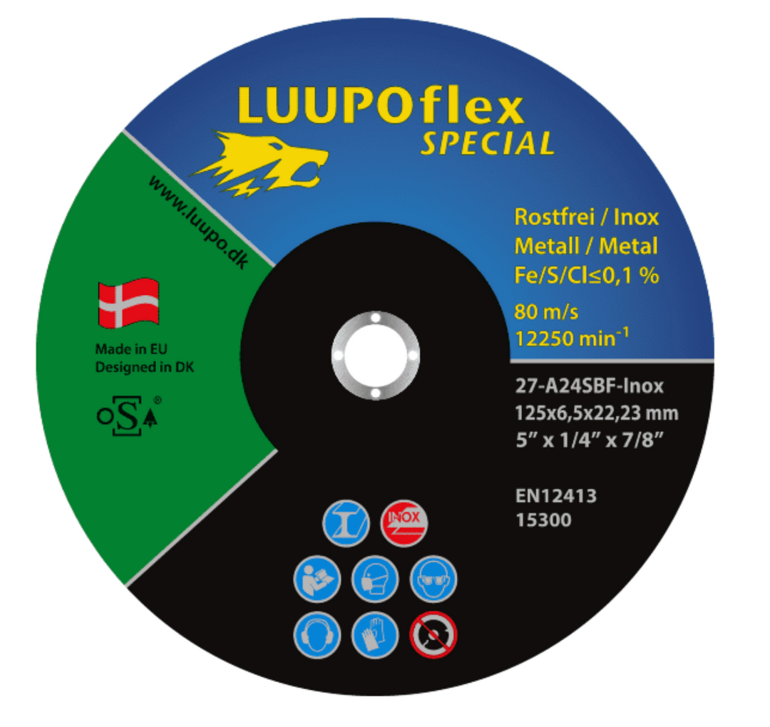 LUUPOflex Special Skrubskive til rustfri 125 x 4,0 x 22,23 mm A30S-Inox