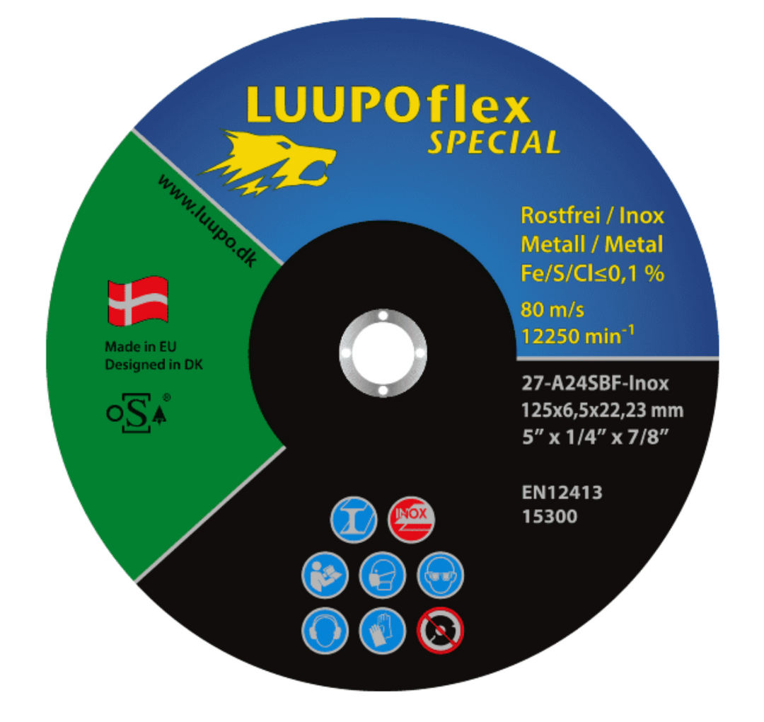 LUUPOflex Special Skrubskive til rustfri 150 x 6,5 x 22,23 mm A24S-Inox