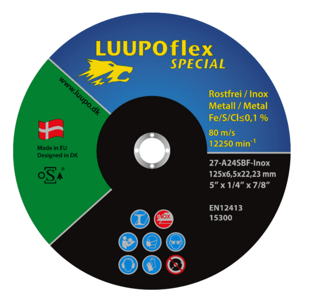 LUUPOflex Special Skrubskive til rustfri 180 x 4,0 x 22,23 mm A30S-Inox