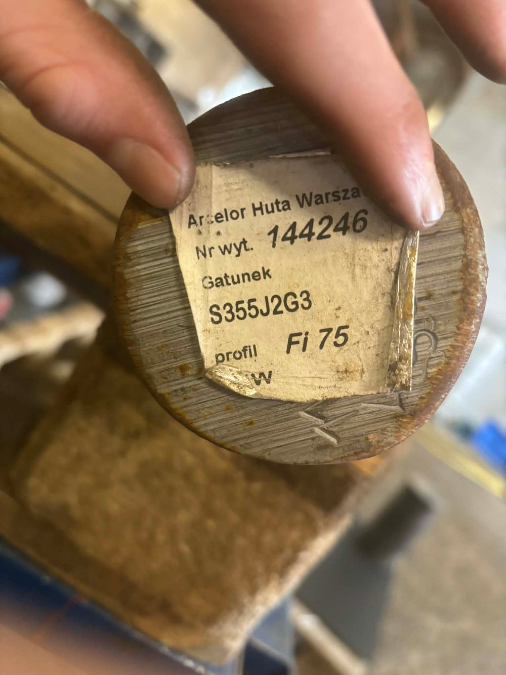 Aksel i sort stål, Ø76, L=964mm